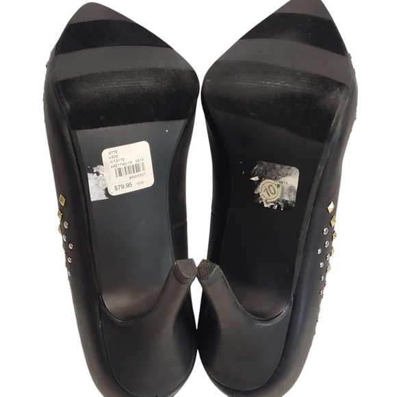 Lane Bryant Women's Black Studded High Heels Point Toe Pumps Shoes Size 10W - Picture 9 of 11